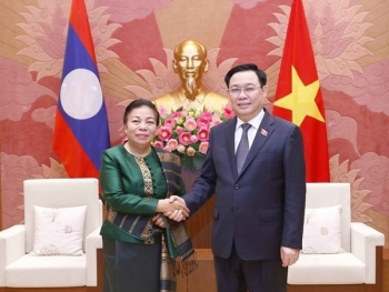 Chủ tịch Quốc hội Vương Đình Huệ tiếp Phó Chủ tịch Quốc hội Lào Sounthone Xayachack