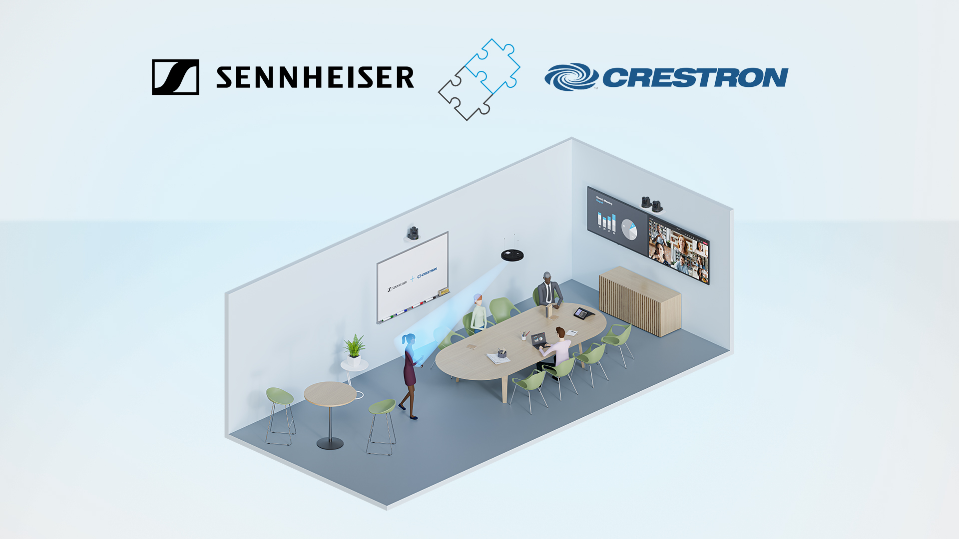 Crestron Automate VX tích hợp giải pháp mới vào micrô trần của Senheiser cho phòng họp