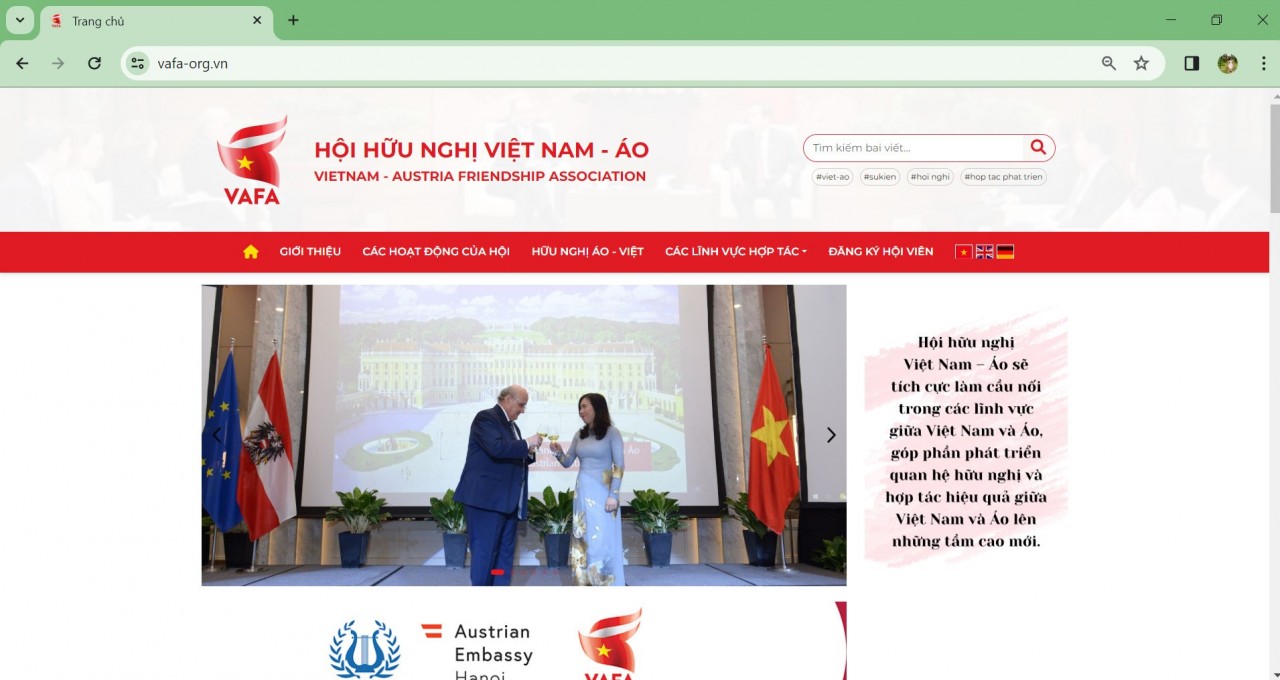 Hội hữu nghị Việt Nam - Áo ra mắt website với 3 ngôn ngữ
