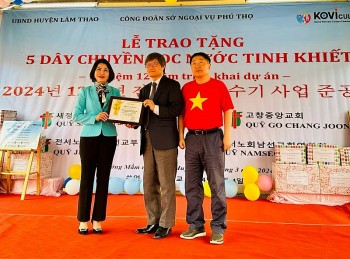 kccc quy jeonseonohwe han quoc trao tang 5 day chuyen may loc nuoc cho cac truong hoc phu tho