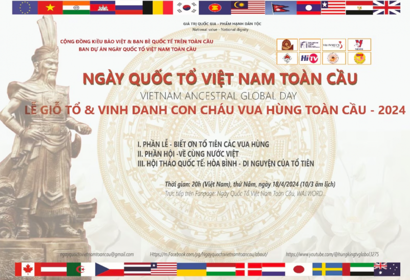 Ngày Quốc tổ việt Nam toàn cầu – Lễ Giỗ Tổ và vinh danh con cháu Vua Hùng toàn cầu 2024: Hoà bình – Di nguyện của tổ tiên