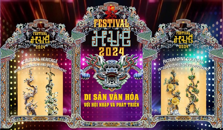 Poster tuần lễ festival nghệ thuật quốc tế Huế 2024 - không gian đậm chất di sản của cố đô