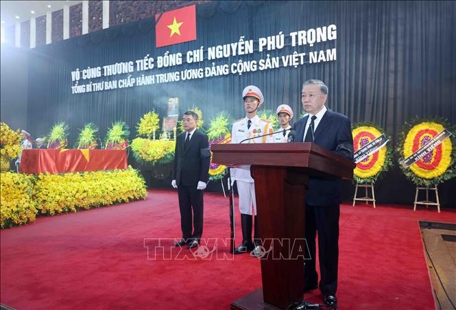 Toàn văn Lời điếu tại Lễ truy điệu Tổng Bí thư Nguyễn Phú Trọng