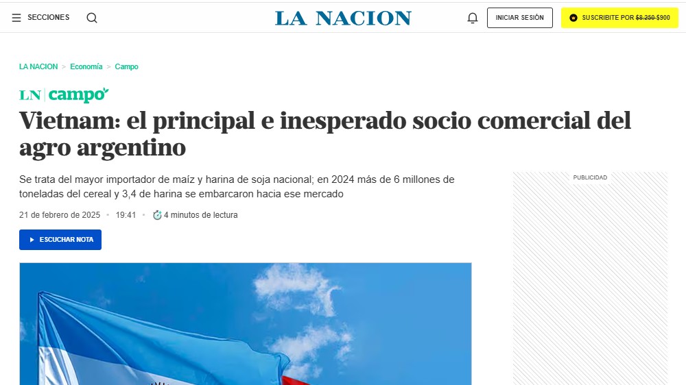 Tờ La Nacion (Argentina): Việt Nam đối tác thương mại nông nghiệp chủ chốt