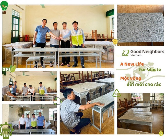 Tặng bàn ghế để giáo dục ý thức về môi trường