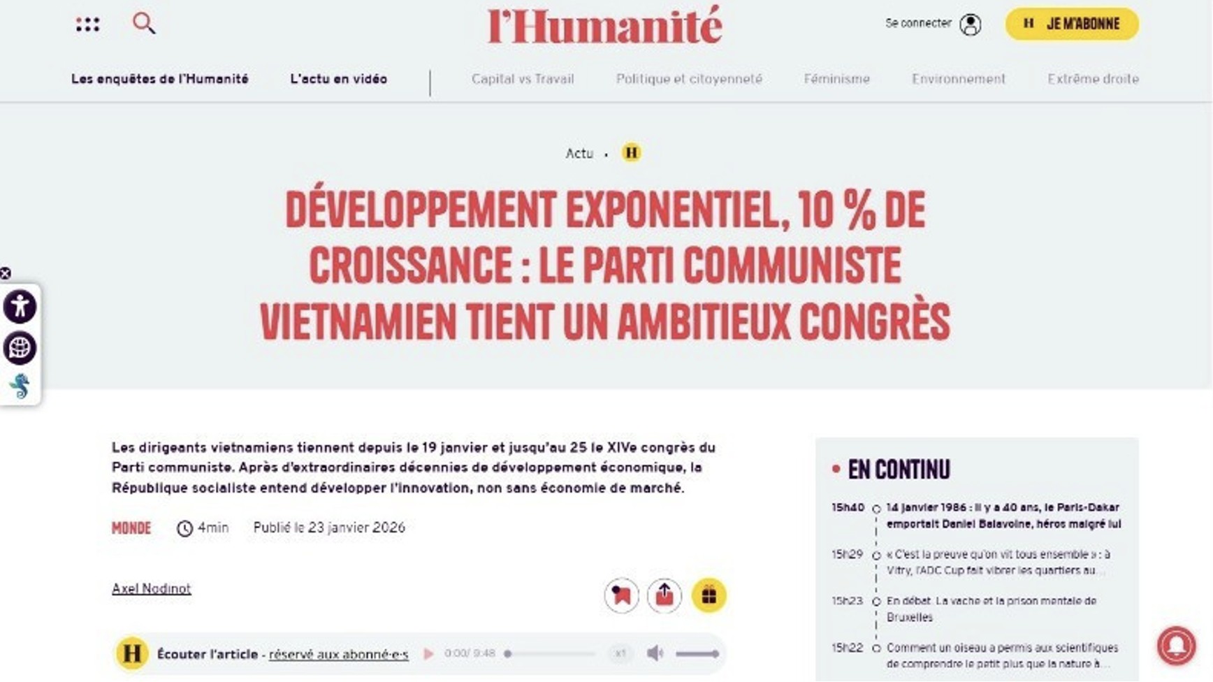 Đại hội XIV qua lăng kính báo chí quốc tế: Dấu ấn ổn định và khát vọng phát triển