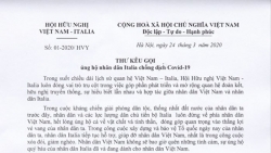 Hội hữu nghị Việt Nam-Italia kêu gọi đóng góp ủng hộ nhân dân Italia chống dịch COVID-19