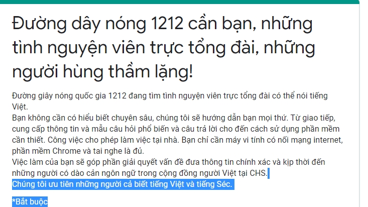 duong day nong quoc gia cua cong hoa sec tim tinh nguyen vien biet tieng viet