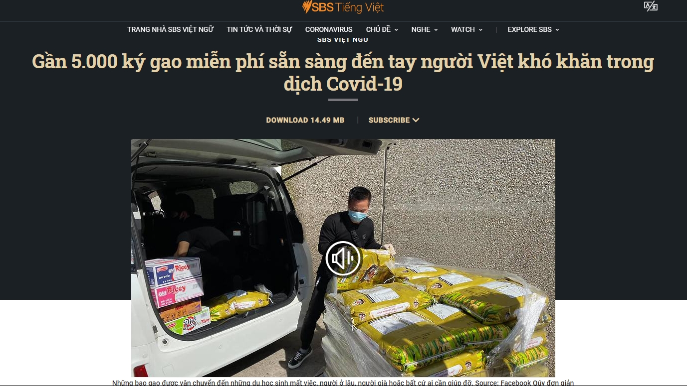Người Việt tại Australia quyên góp 5 tấn gạo giúp đồng hương chống dịch COVID-19