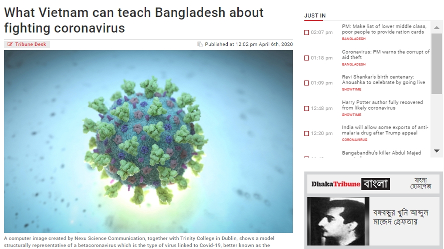 bao dhaka tribune bangladesh dua ra 3 bai hoc tu cuoc chien chong covid 19 cua viet nam