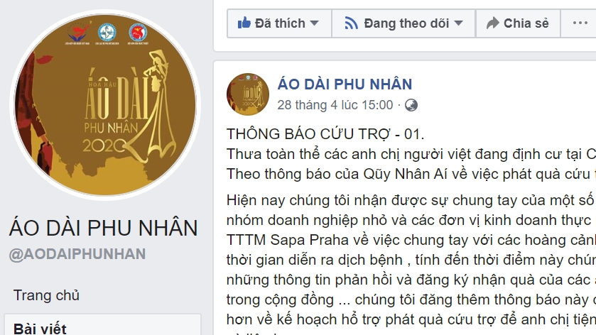 Quỹ Nhân ái Áo dài phu nhân toàn châu Âu trao 70 suất quà cho người Việt tại Séc