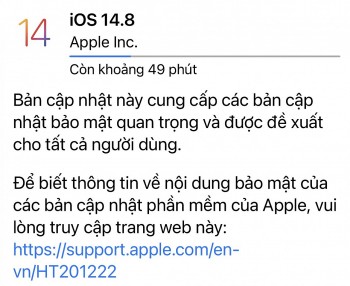 Apple tung bản cập nhật iOS 14.8 vá lỗi bảo mật nghiêm trọng