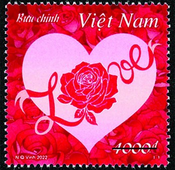 viet nam phat hanh bo tem tinh yeu co huong hoa hong diu ngot