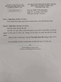 de thi ngu van tuyen sinh lop 10 vao thpt chuyen khoa hoc xa hoi va nhan van