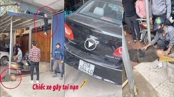 o to lan lan huc mot nguoi bay len noc nha nguoi con lai vang xuong ria duong