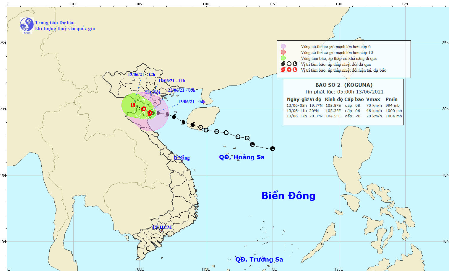 Bão số 2 giật cấp 10, từ Bắc Bộ đến Bắc Trung Bộ mưa lớn