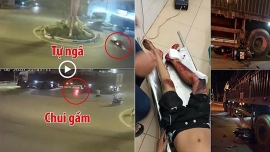 clip nam thanh nien phong nhanh lao thang vao gam xe container