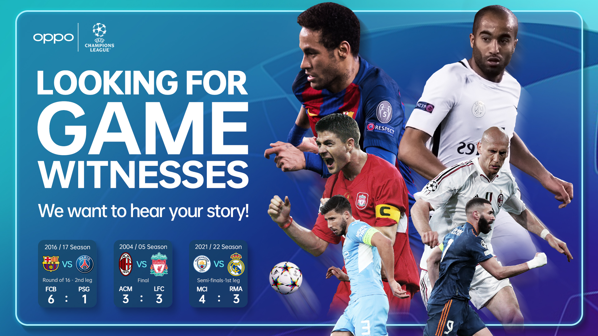 OPPO công bố 3 trận đấu truyền cảm hứng nhất của UEFA Champions League do người hâm mộ bình chọn