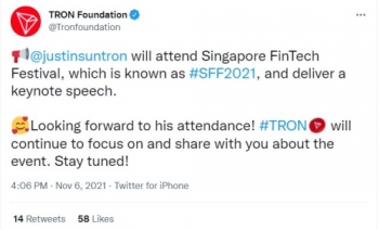 ong justin sun nguoi sang lap tron se tham du le hoi fintech singapore sff nam 2021 va co bai phat bieu