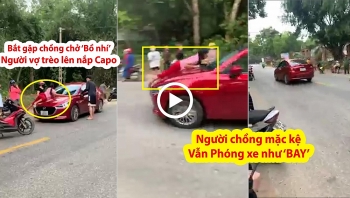 vo nam tren nap capo danh ghen chong van ngang nhien lai xe cho ban gai