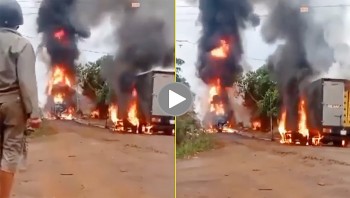 Xe bồn chở xăng bốc cháy dữ dội, một tài xế bị bỏng nặng