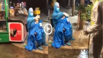 xot xa canh be gai ngat xiu tren duong di chuyen ve que tranh dich