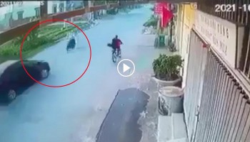 o to 5 cho lan lan dam truc dien 2 thanh nien di xe may