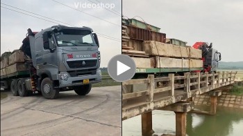 “Hú vía” cảnh xe tải chở nặng liều lĩnh đi qua cây cầu yếu