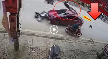 hien truong vu xe o to mat lai huc bay nguoi di xe may o lao cai