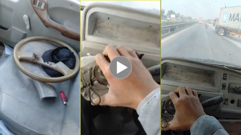 xe rung vo lang tai xe van co gang dieu khien luu thong tren duong