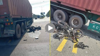 nam thanh nien vuot den do dam vao xe container o nga tu