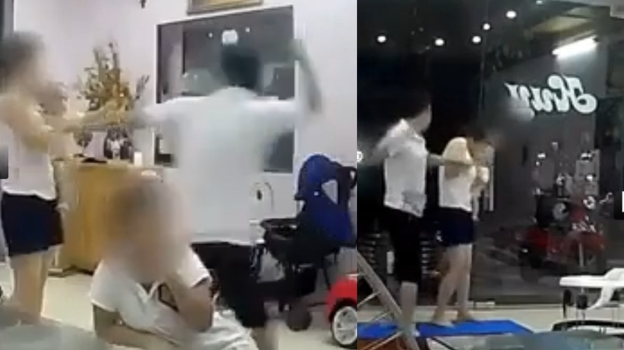 Clip chồng đánh tới tấp người vợ đang ôm con nhỏ gây phẫn nộ cộng đồng mạng