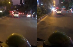 video lai co them o to khong chiu nhuong duong mac cho xe cuu hoa phat loa thong bao