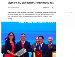 Hàng loạt báo quốc tế đưa tin Việt Nam và EU ký EVFTA