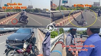 camera giao thong dot ngot dung xe nhat tien roi nguoi dan bi mercedes tong vang