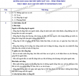 dap an de thi ngu van tuyen sinh lop 10 vao thpt tinh vinh phuc nam 2020