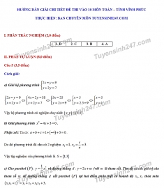 dap an de thi mon toan tuyen sinh lop 10 vao thpt tinh vinh phuc nam 2020