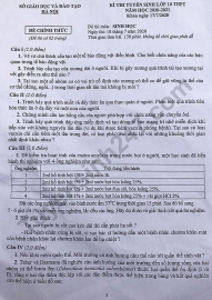Đề thi môn Sinh học tuyển sinh lớp 10 vào THPT Chuyên TP Hà Nội năm 2020