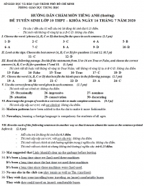 dap an de thi anh van tuyen sinh lop 10 vao thpt tphcm nam 2020