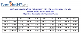 dap an de thi anh van tuyen sinh lop 10 vao thpt tinh yen bai nam 2020