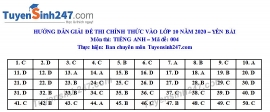 dap an de thi anh van tuyen sinh lop 10 vao thpt tinh yen bai nam 2020