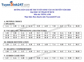 dap an de thi anh van tuyen sinh lop 10 vao chuyen th thuc hanh