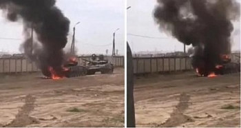 xe tang t 72 nga bat ngo boc chay du doi khi dang tap tran
