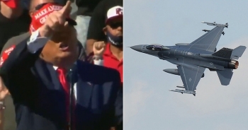 tiem kich ban phao sang chan may bay tong thong trump tram tro vi tuong nham la phao hoa