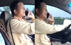 video su that vu nguoi duoc cho la csgt dung dien thoai khong that day an toan khi lai o to