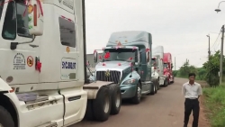 video chu re dieu 6 xe container di don dau o dong nai
