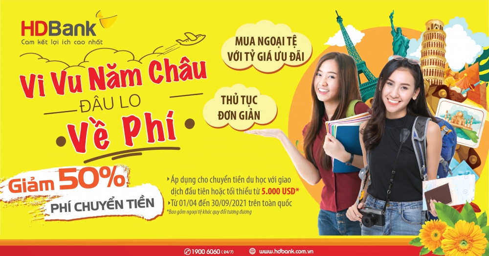 HDBank giảm phí chuyển tiền du học, mua ngoại tệ với tỷ giá ưu đãi