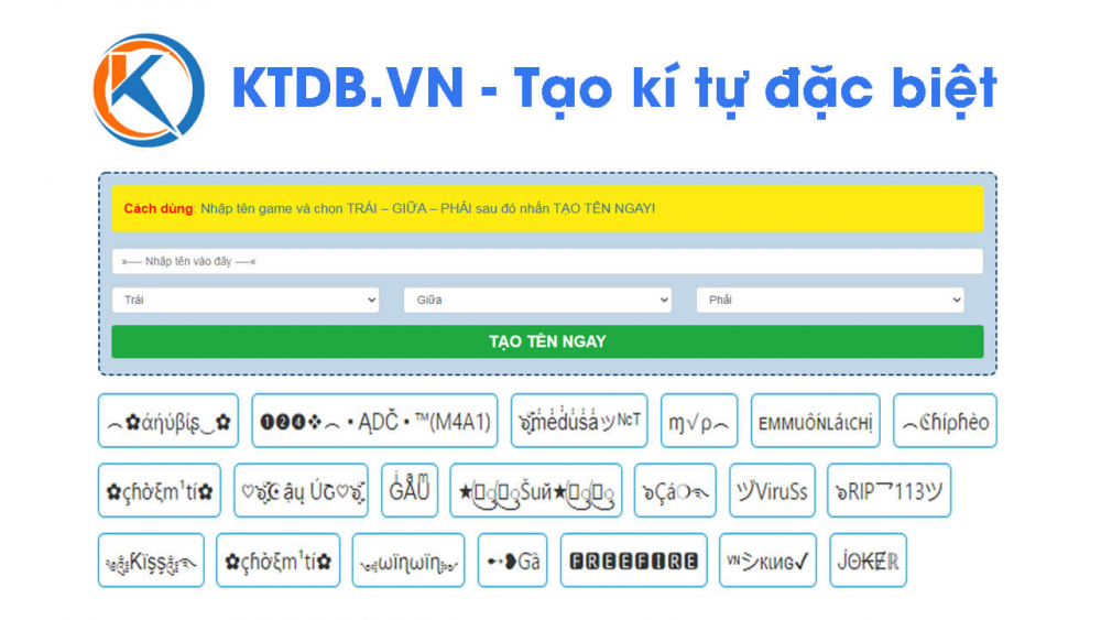 ktdbvn ung dung tao ki tu dac biet gay sot gioi tre