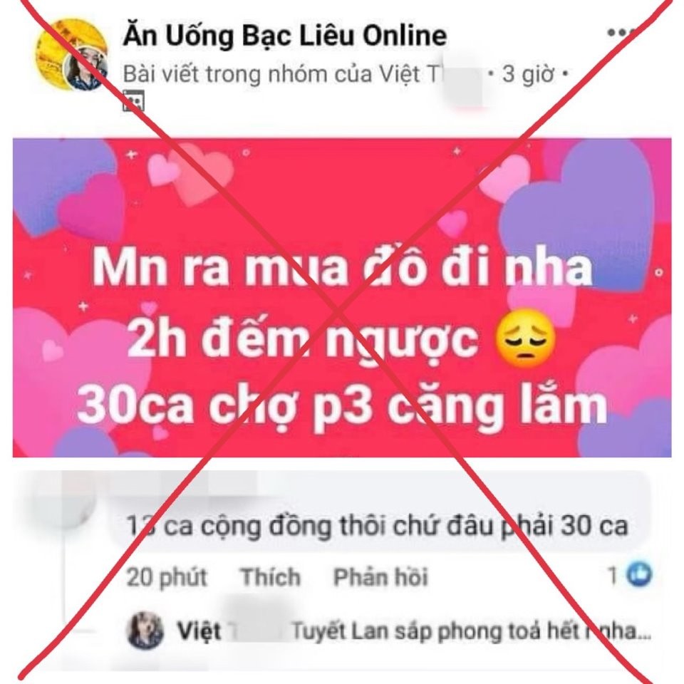 Phạt người tung tin bịa đặt 'phong tỏa TP Bạc Liêu' trên mạng xã hội