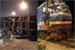 container bi tau hoa huc vang 10 met khi co bang qua duong ray